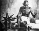 India: India: Mohandas Gandhi spinning with charkha wheel during his imprisonment at Yerwada Jail, 4 January 1933 - 1 August 1933